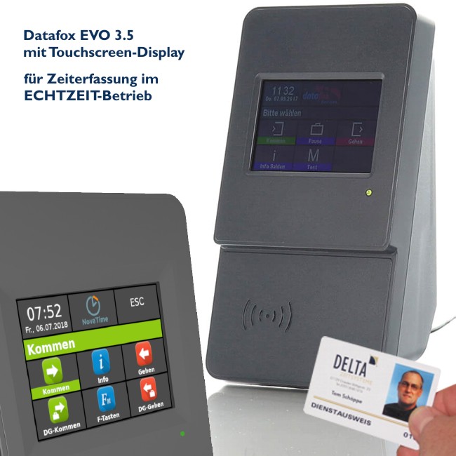 Zeiterfassungsterminal Datafox EVO 3.5 Touchscreen PoE für Novatime