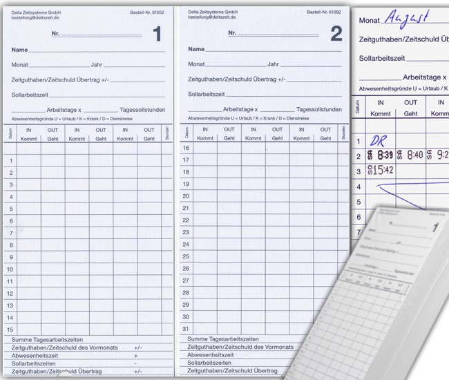 Stempelkarten A21-DZ-STK (100 Stück)